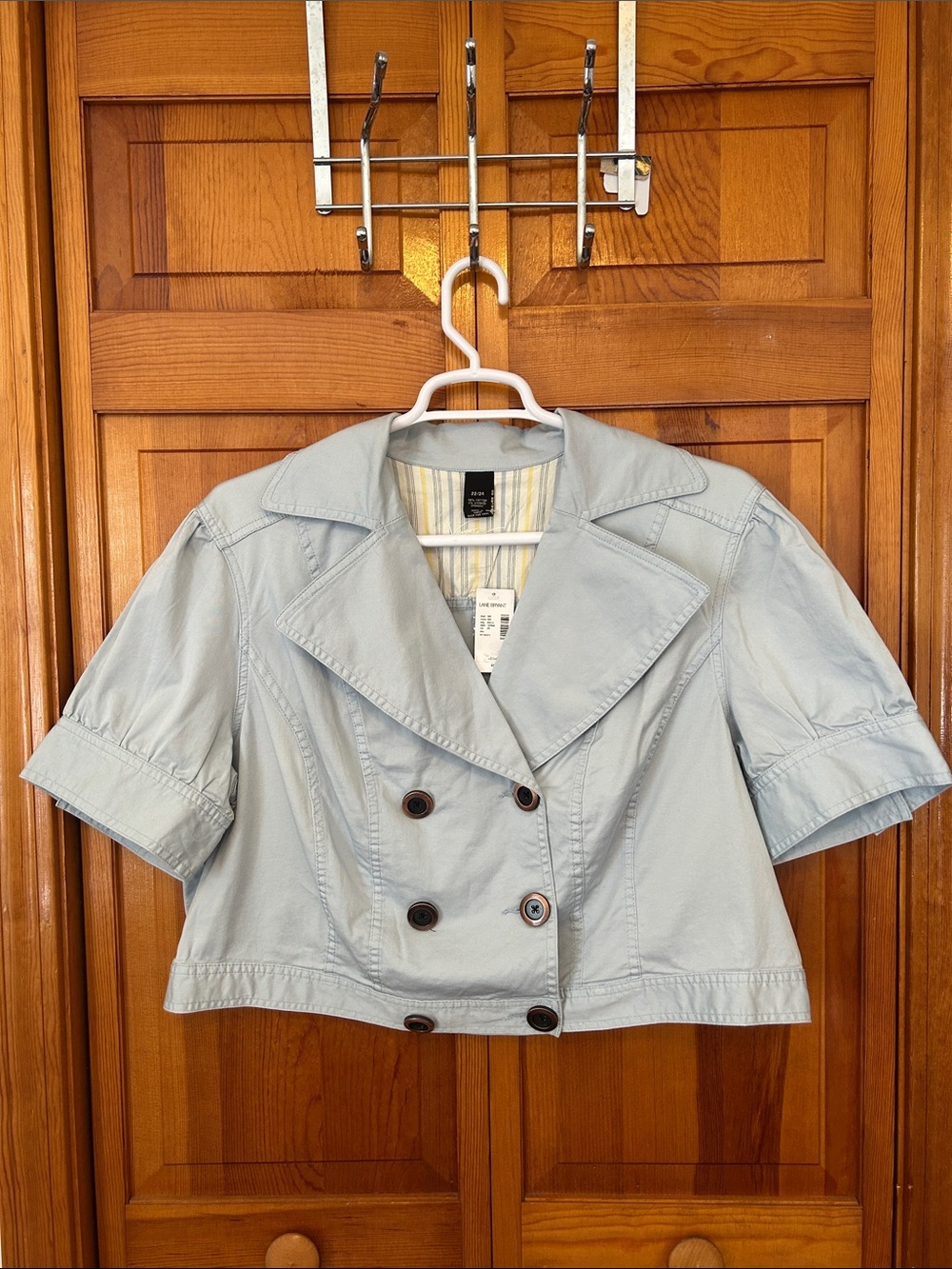 Lane Bryant Light Blue Double-Breasted Cropped Blazer Plus 22/24 NWT